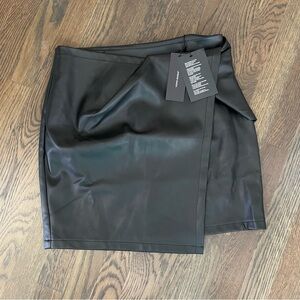 Vero Moda Faux Leather Asymmetrical Mini Skirt, M